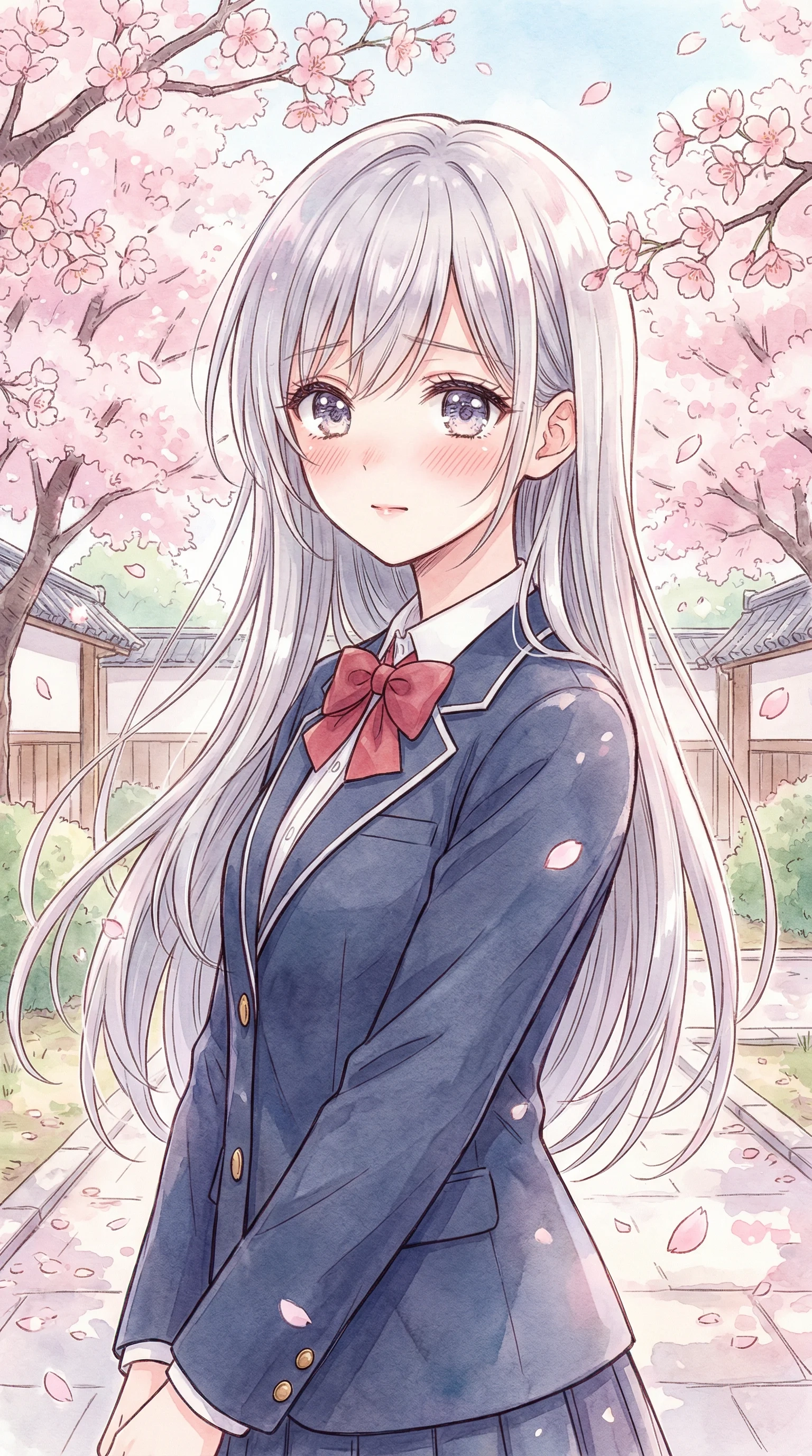 禁漫天堂热门恋爱漫画樱花誓约银发少女封面