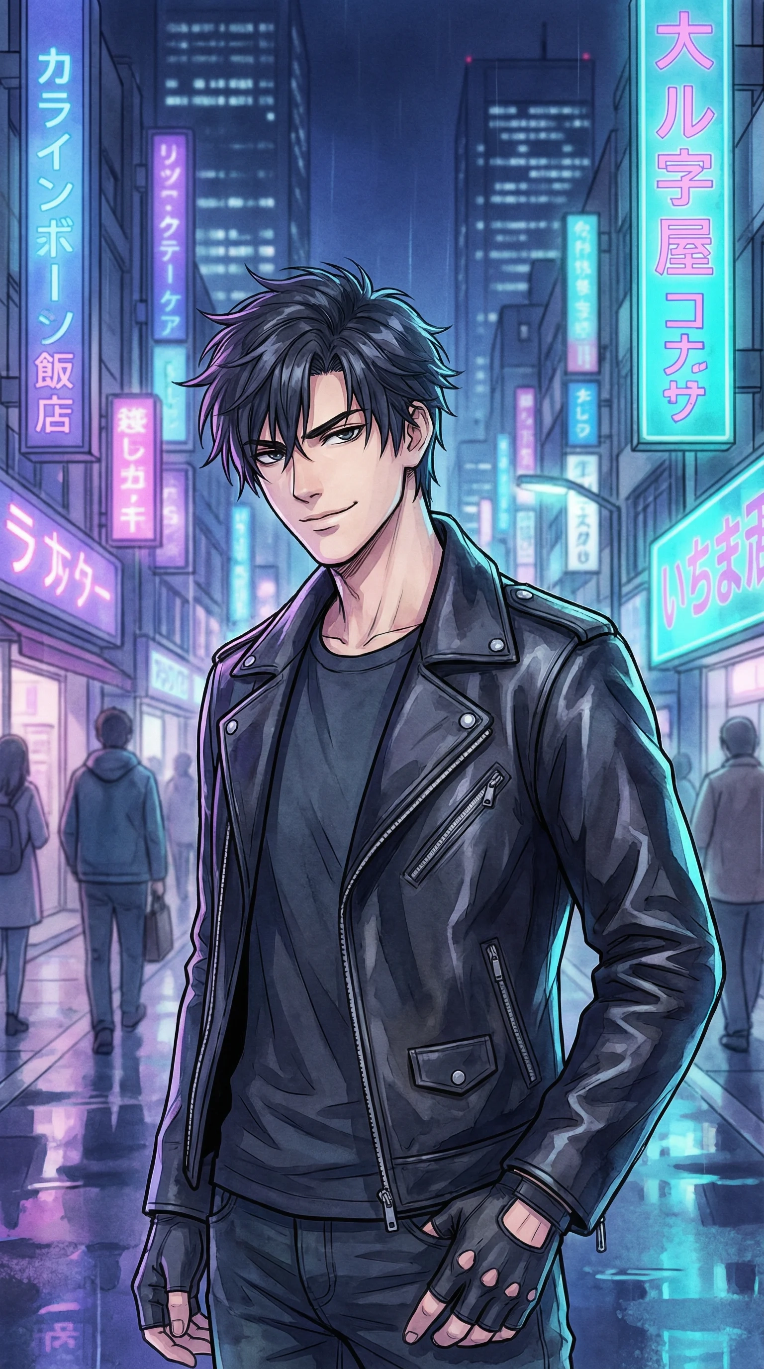 禁漫天堂都市漫画暗夜猎手黑发少年城市夜景